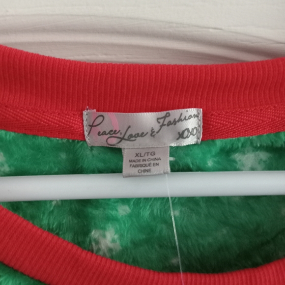 Pug Dog Ugly Christmas Sweater with Bells Green, Red & White - Picture 3 of 7